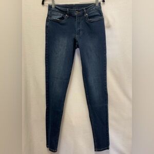 VENUS Dark Blue Skinny Denim Jeans with Gold Stitching